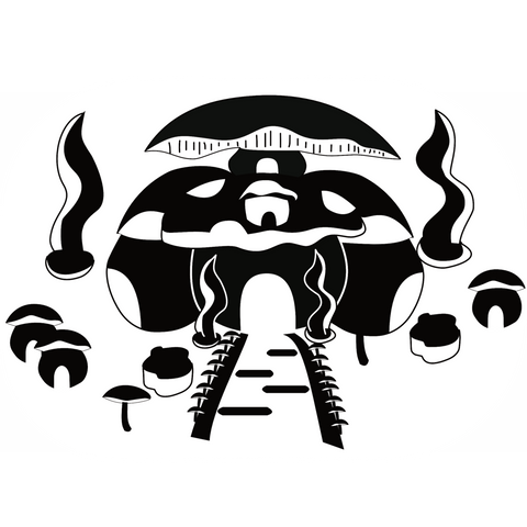 Fairy Tale Mushroom House Temporary Tatoo Sticker (Single)